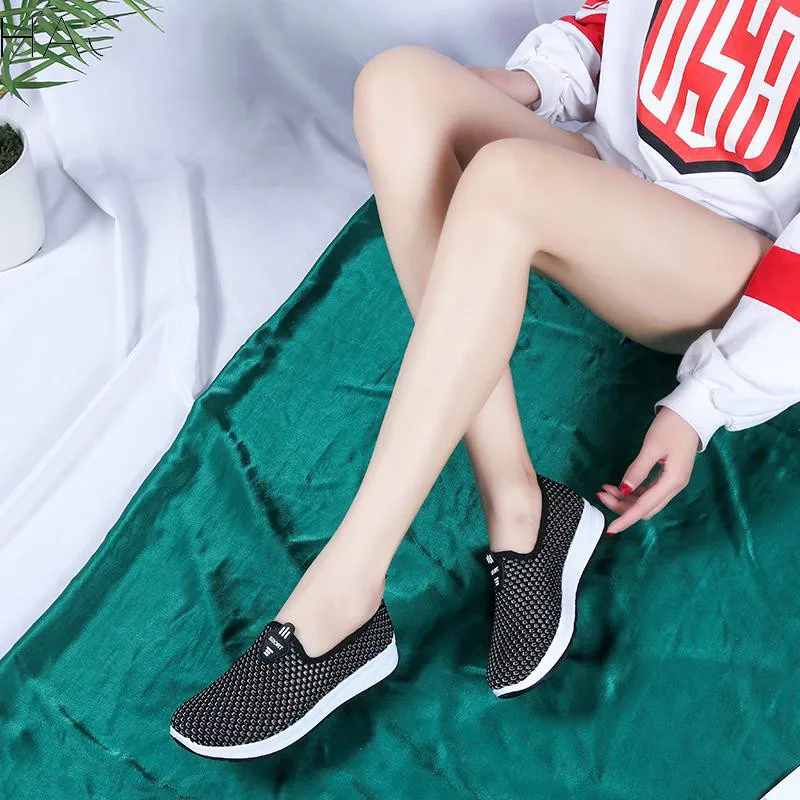 La Alta Calidad Madre Zapatos Sana Las Cómodo Suave De Moda Parte pink gray Casual Malla Inferior Plana Black Señoras Transpirable qfWIP