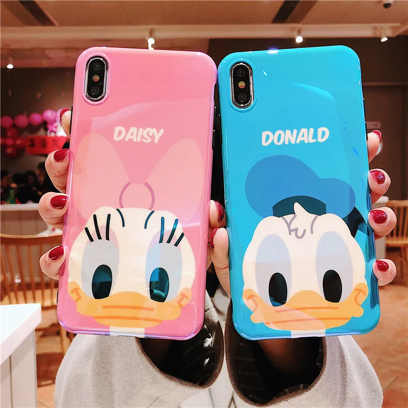 

JAMULAR Cute Daisy Donald Duck Phone Case For iphone 7 XS MAX XR X 8 6 6s Plus Blue Light Soft Back Cover For iPhone X 10 Fundas