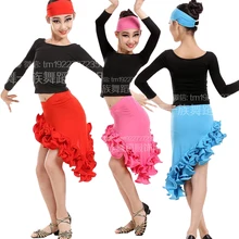 3 шт., платье для латинских танцев и сальсы для девочек, детские костюмы для бальных танцев, топ+ юбка, профессиональные платья для соревнований для девочек