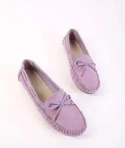 Мягкая женская обувь на плоской подошве для отдыха; обувь из флока; мокасины; Лоферы для мам; повседневные женские балетки для вождения; большой размер 41 - Цвет: Фиолетовый