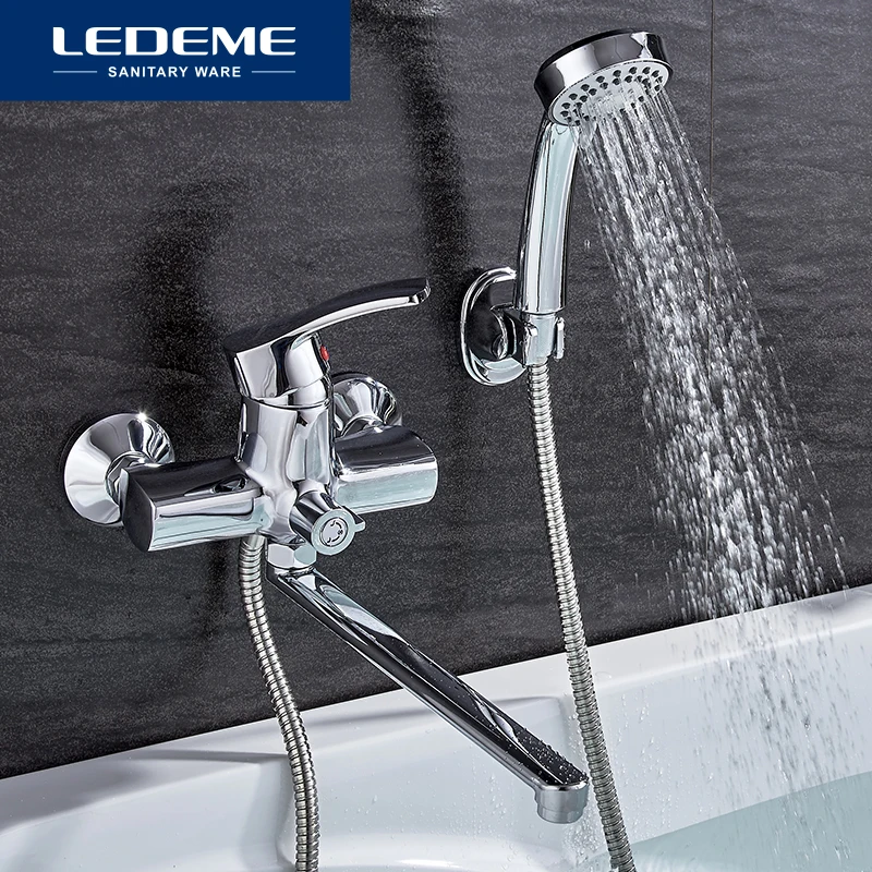 LEDEME Modern Bathtub Faucets Wall Mounted Cold and Hot Water Mixer Tap