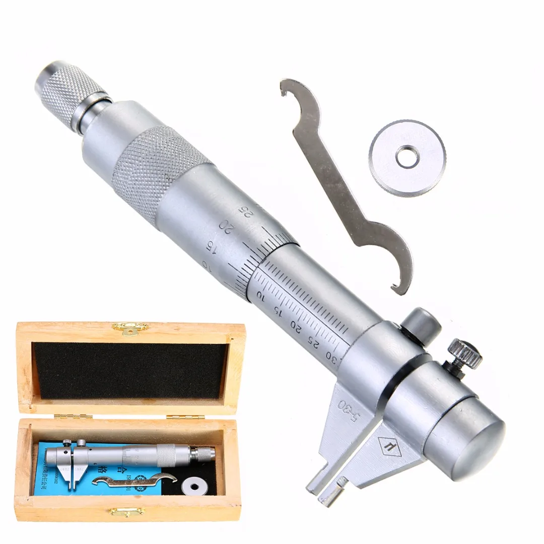 

1 Set High Precision Inside Micrometer 5-30mm 0.01mm Caliper Gauge with Wooden Box Stainless Steel Professional Measuring Tool