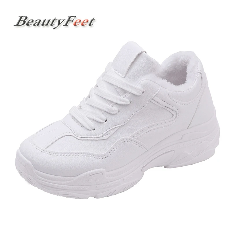 Beste Mode Vrouwen Casual Schoenen Su egrave;de Pluche Platform Schoenen Vrouwen Sneakers Dames Wit Trainers Chaussure Femme BeautyFeet