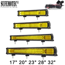 20 Inch Yellow Led 4×4 Offroad Light Bar For Off road 4WD Trucks SUV ATV Trailer Combo Beams Amber Work Driving Lights Fog Lamp