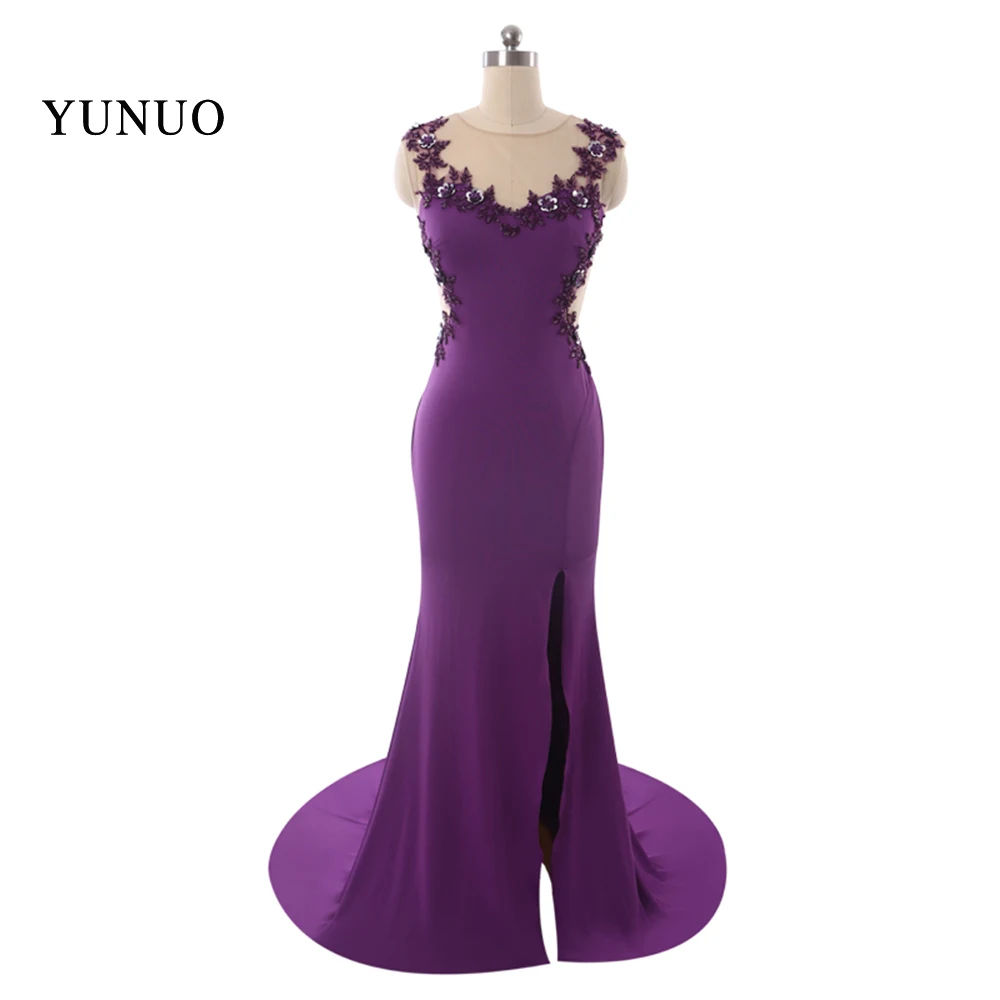 

Saudi Arabia Vestido de festa Purple Evening Dresses Long with Sleeveless Custom Dubai Kaftan Mermaid 2019 Court Trainn x12252