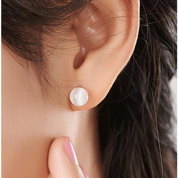 8mm Cat Eyes Ball Stud Earrings Fashion Rhinestone Female White 8mm Cat Eyes Ball Stud Earrings Fashion