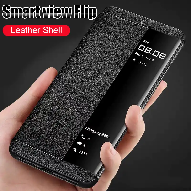 smart view flip leather shell
