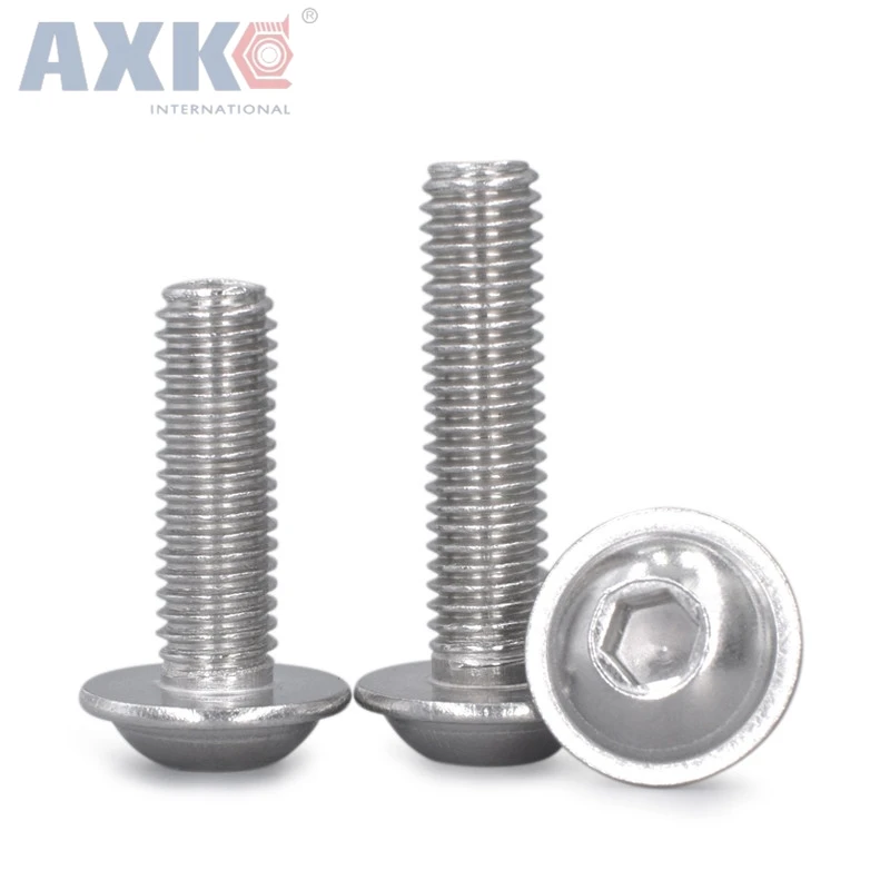 

20Pcs M3 M4 M5 M6 304 Stainless Steel Half Round button Flange Head with Washer Inner Hex Socket allen Screws Bolt