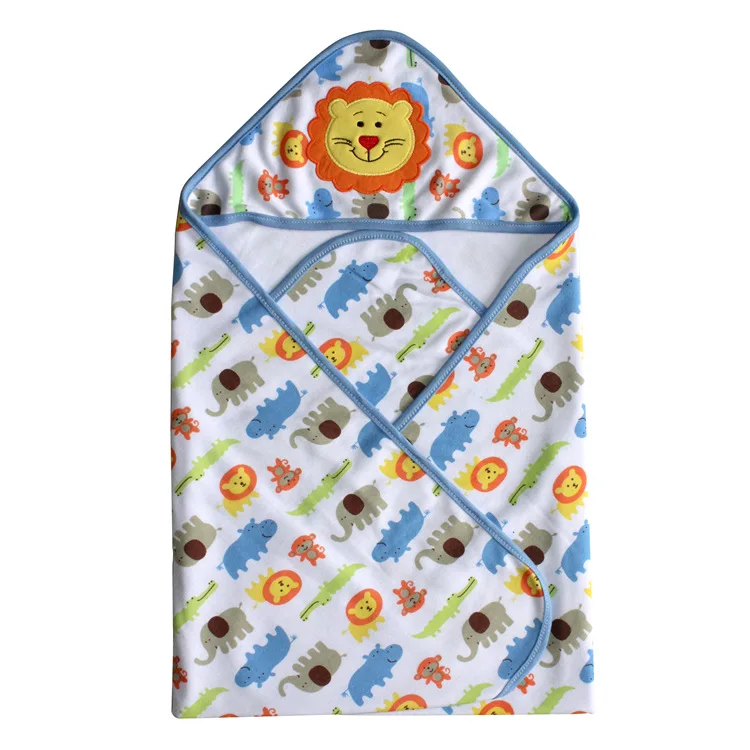 70*70 см, детское хлопковое Впитывающее одеяло для мальчиков и девочек, мягкое одеяло с рисунком, детское полотенце для купания, пеленки для новорожденного, банный халат с капюшоном - Цвет: lion