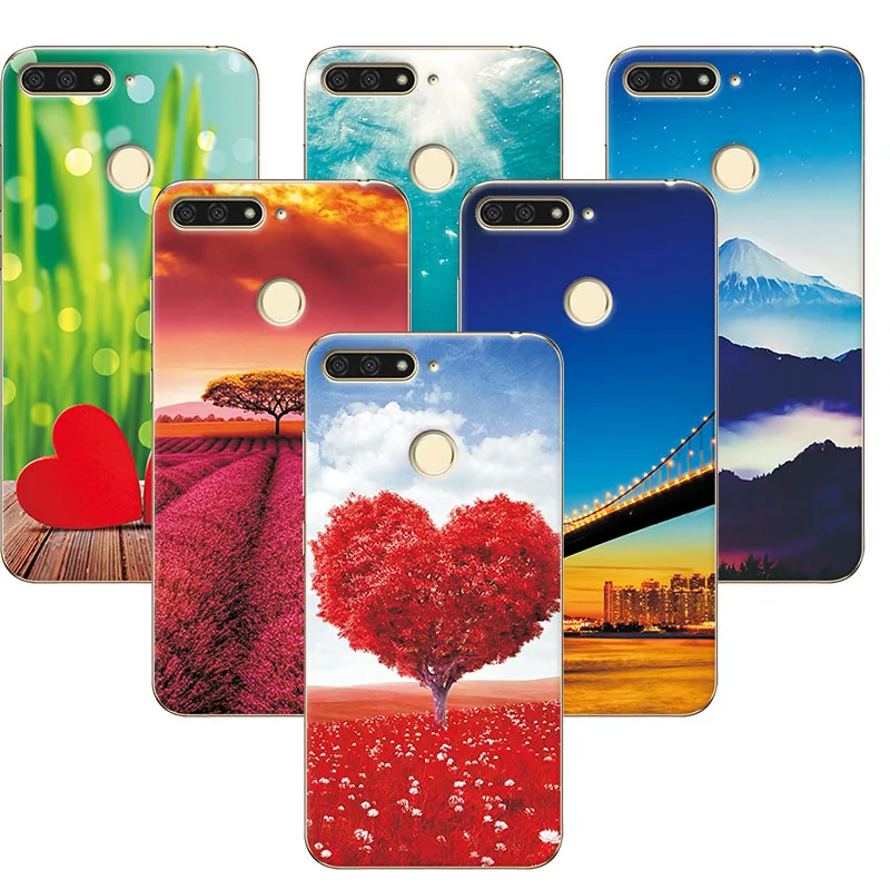 

YOUVEI Soft Silicone Case Cover For Huawei Honor 7A Pro 5.7" Scenery Rose Painted Phone Cases For Huawei Honor 7 A Pro Fundas