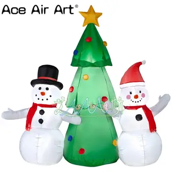 

Hot selling Lighted inflatable Hands up snowman and Christmas tree for yard holiday Christmas decorations