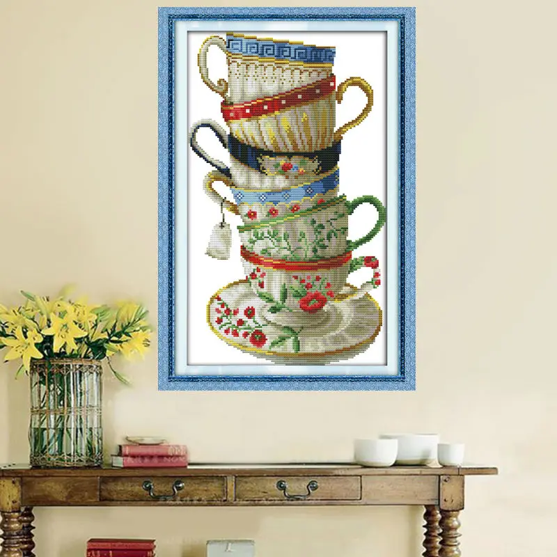 

Elegant coffee cup,counted print on canvas DMC 14CT 11CT Cross Stitch kits,embroidery needlework Set,hand made Crafts Home Decor