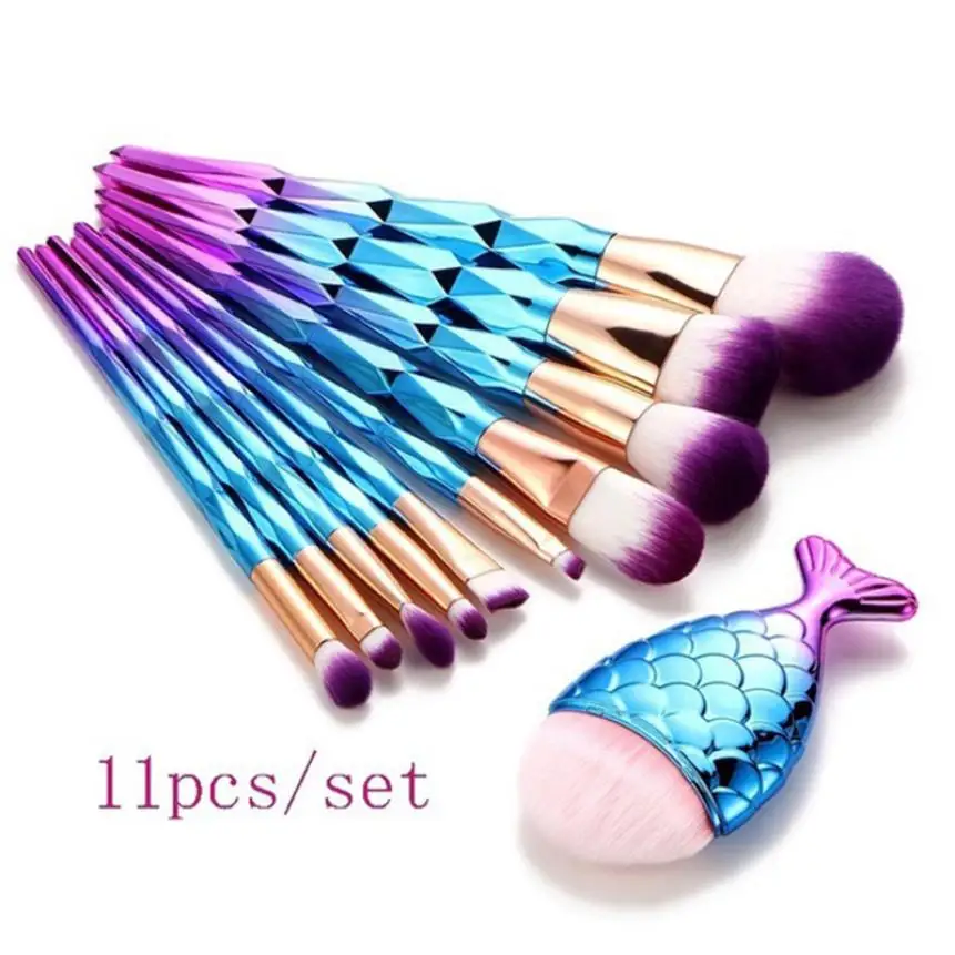 

11 pcs Makeup Brushes sets foundation brushes Plastic handle colorful makeup brush maquiagem Dropship 12.20