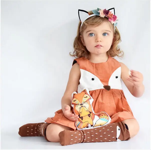 

New Baby Girls Kids Clothing Dresses Cartoon Cute Animals Party Tutu Short Casual Princess Sleeveless Girl Dress