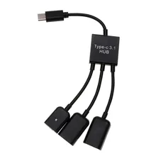 Тип C 3,1 до 2-Порты и разъёмы USB 2,0 с 1-Порты и разъёмы Micro Зарядка HUB адаптер для использования на ходу черного цвета для huawei и Другое смартфонов