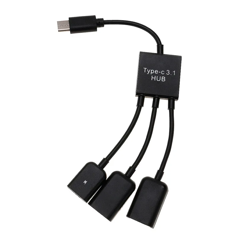 

Type C 3.1 To 2-Port USB 2.0 With 1-Port Micro Charge HUB OTG Adapter Black For Huawei And Other Smartphones