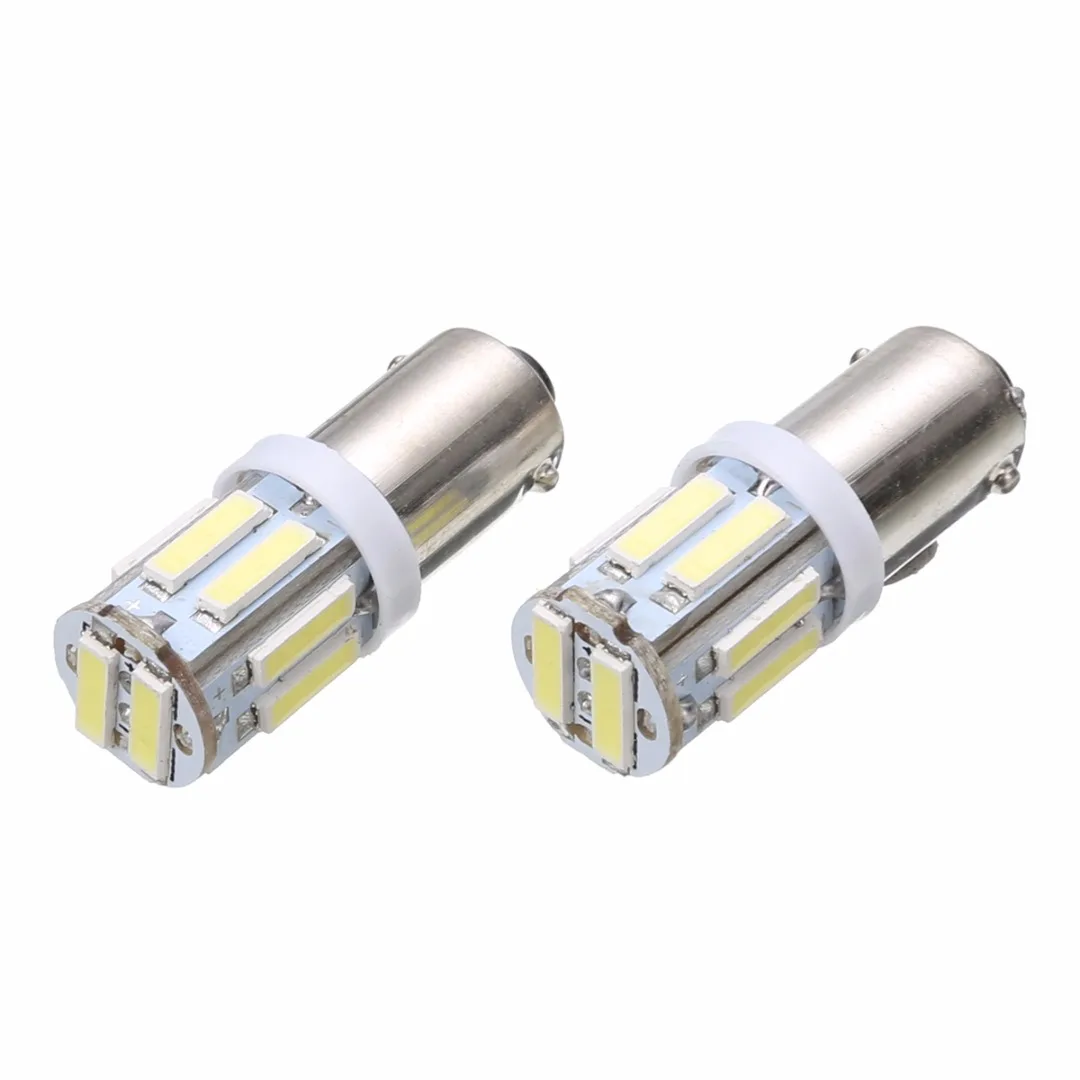 2PCS 1156 Car Turn Signal Light BA9S 7020 10 SMD LED DC 12V 1W White 6000K Lamp High Power Car Side Light Bulb