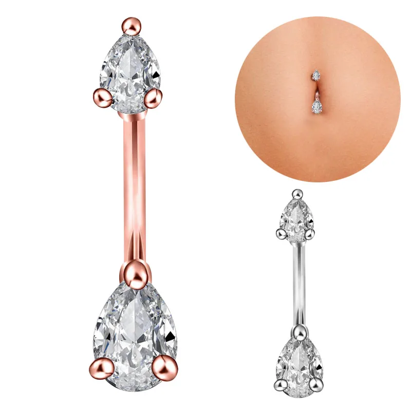 Body Piercing Jewellery Cz Pearl Cherry Belly Button Bar Navel Ring 