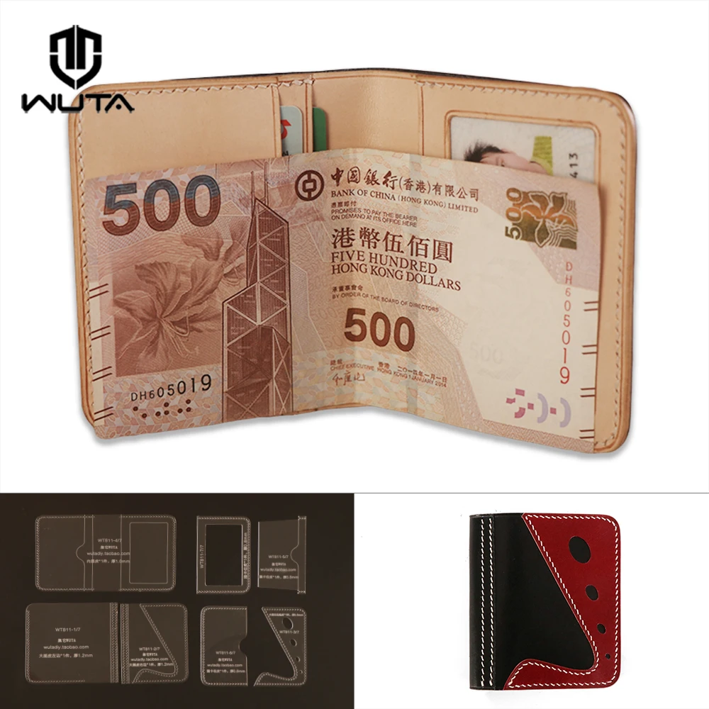wuta leather mens bifold wallet pattern acrylic template wt915 c