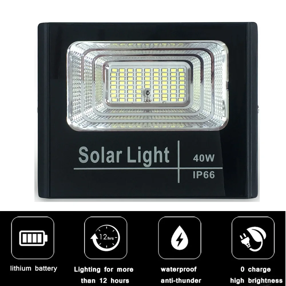 Best LED Solar Light Flood Light 25W 40W 60W 100W 200W Spotlight IP66 White BSOD Auto Solar Lamp Outdoor for Garden Street Garage