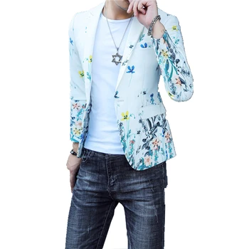 

high quality Men Blazer coat Long-sleeved Autumn new men Suit Jacket Slim Design Flower Coats men