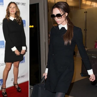 victoria beckham black dress white collar