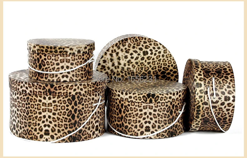 Fashion Leopard Print Round Paper Box Diy Paper Box Gift Box Packaging