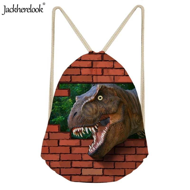 

Jackherelook Boys 3D Dinosaur Printed Kid's Backpack Quick Dry High Quality Fitness Drawstring Bags Travel Outdoor Warm Sack