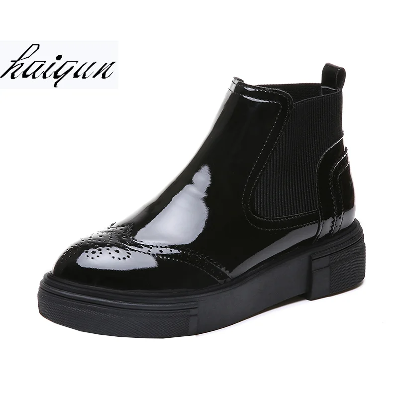 

2019 Slip On Elastic Band Rubber Boots Winter Arrival Ankle Chelsea Boots Women Shoes Autumn Square Heel Female Footwear
