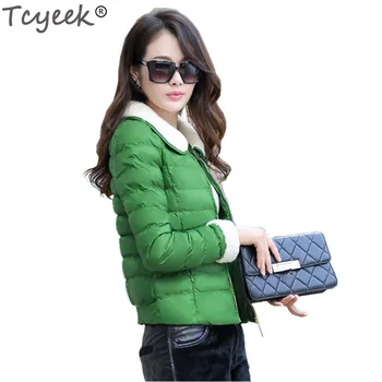 

Tcyeek Winter Ultralight Coat Women Slim Warm Parka Zipper Short Solid Jacket Coat Plus Size jaqueta feminina inverno HH062