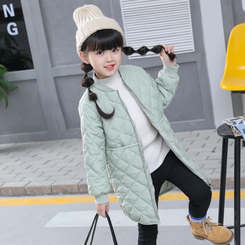 

girls winter jacket Korean 5-13 years old girls down coats girl winter children's parkas hot Round neck diamond quilted coat
