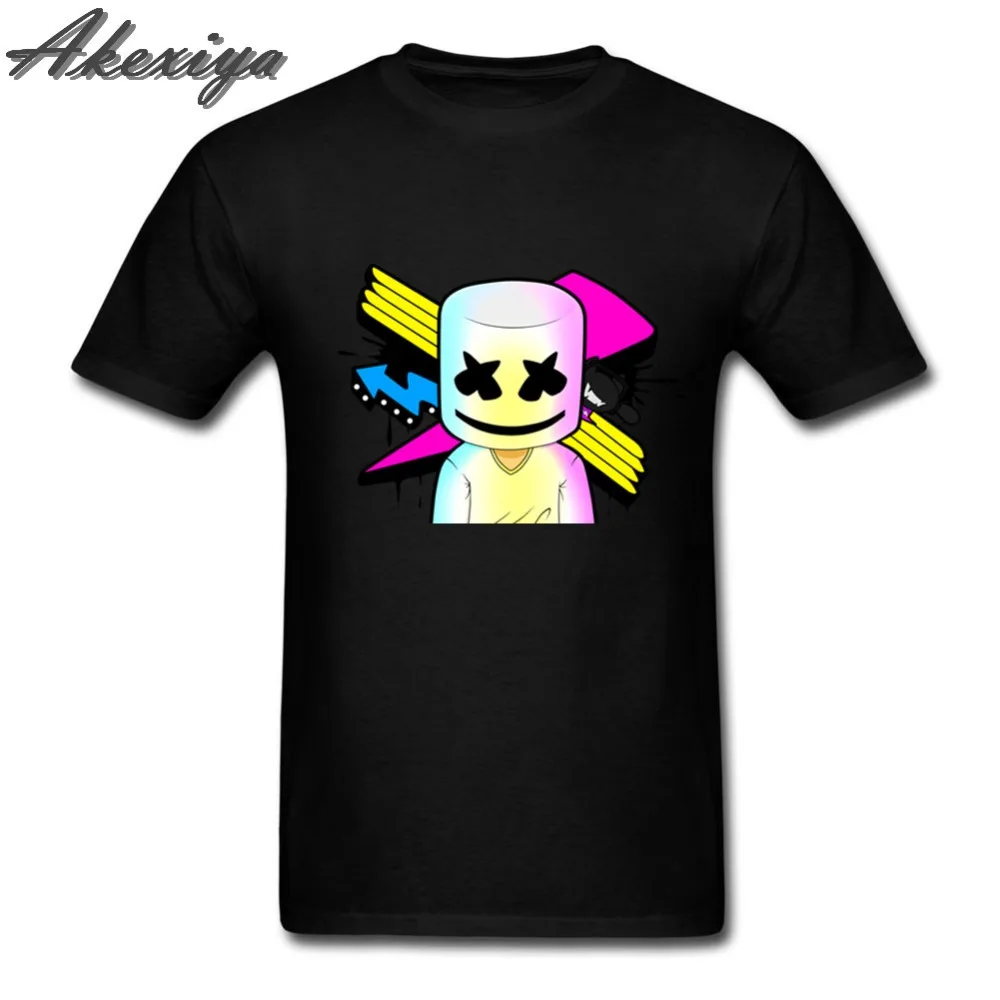 

DJ marshmello T shirt men Helmet Marshmallow face Smile Hip Hop Funny Short sleeveTopsmen Printed Tees