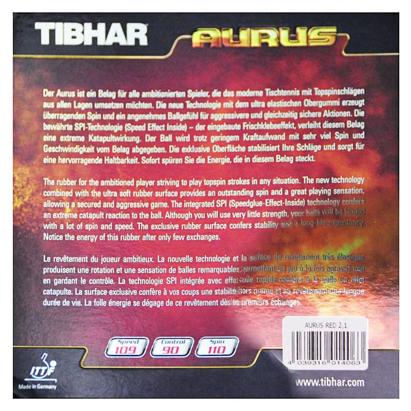 Оригинальная резиновая ракетка для настольного тенниса Tibhar Aurus/ Aurus Sound/aurus мягкая