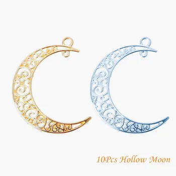 

10Pcs Hollow Moon Luna Crescent Symbol Filigree Charm Pendant DIY Necklace Bracelet Accessories Jewelry Making Tools