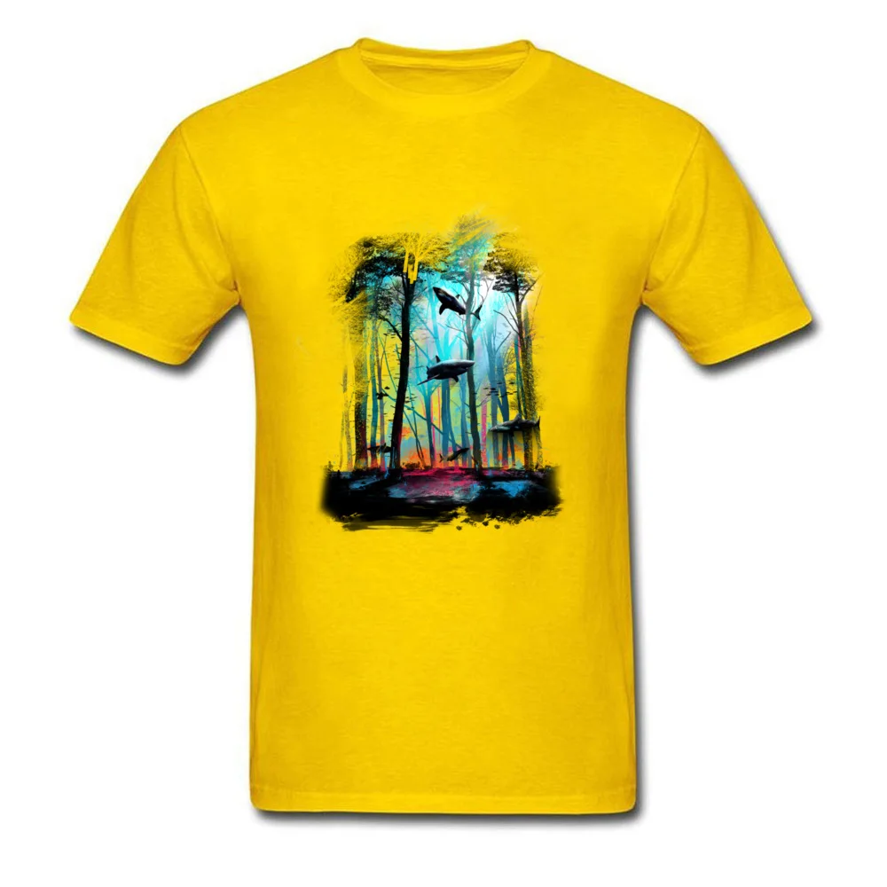 Shark Forest Men Brand Crazy Tops Tees Round Neck ostern Day All Cotton T-Shirt Geek Short Sleeve Tee-Shirts Drop Shipping Shark Forest yellow