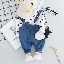 New Autumn Baby Girls Clothing Sets Toddler Infant Clothes Suits Polka Dot T Shirt Bib Pants Kids Children Costume Kids Suit dbm8181 dave bella autumn infant toddler baby girls fashion lovely clothes kids long sleeve clothing sets children 2 pcs suit