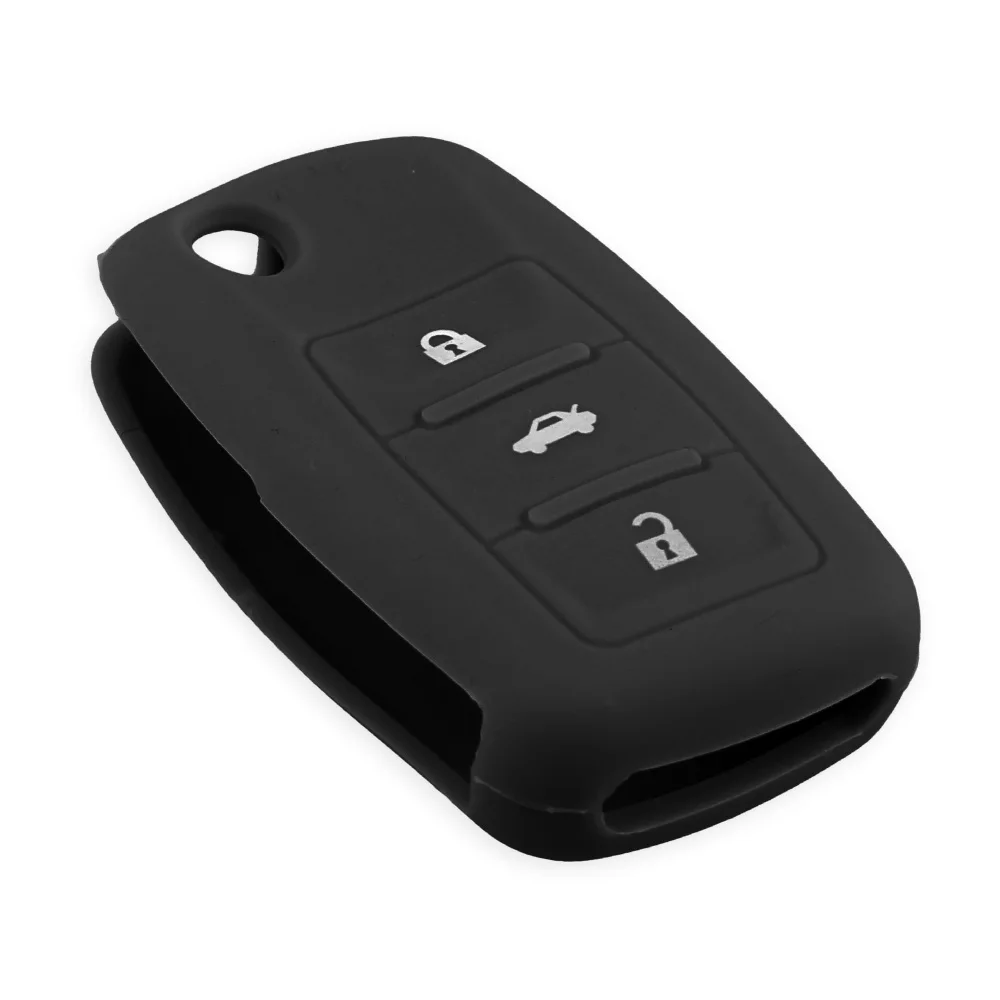 KEYYOU 3 кнопки силиконовый брелок чехол для VW VOLKSWAGEN Jetta Beetle Passat гольф кролик MK4 MK5 5 R32 автомобильный чехол для ключей от автомобиля - Количество кнопок: black