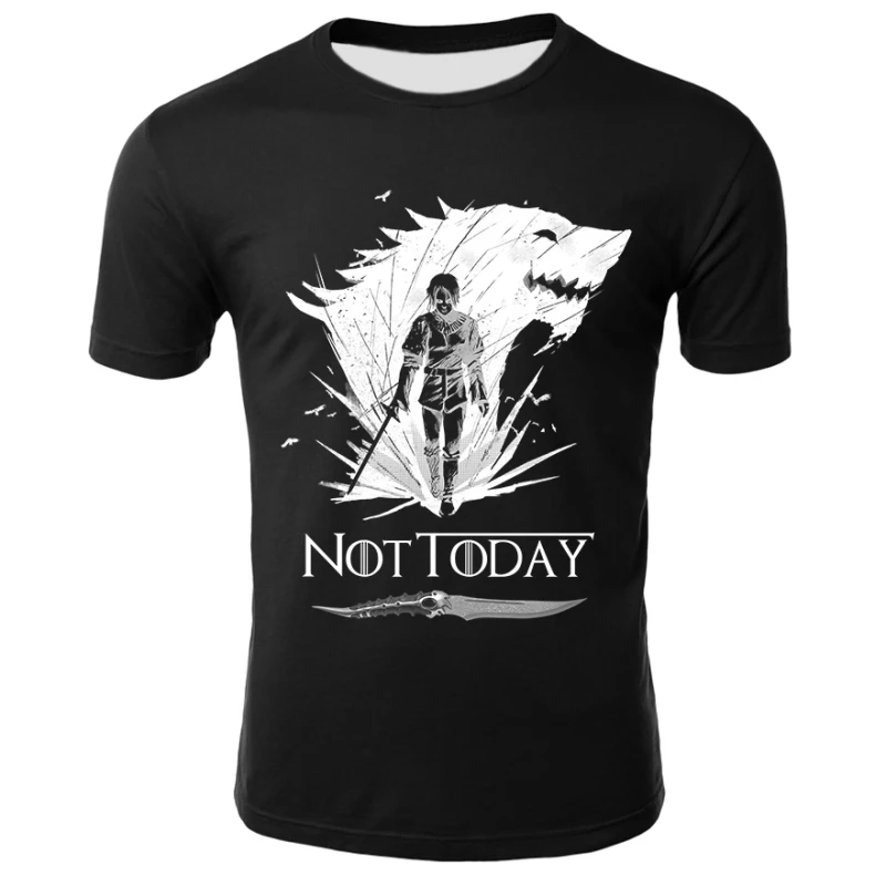 

NOT TODAY ARYA STARK GAME OF THRONES T Shirt Faceless Men t shirt House Stark summer streetwear t-shirt men clothes 2019