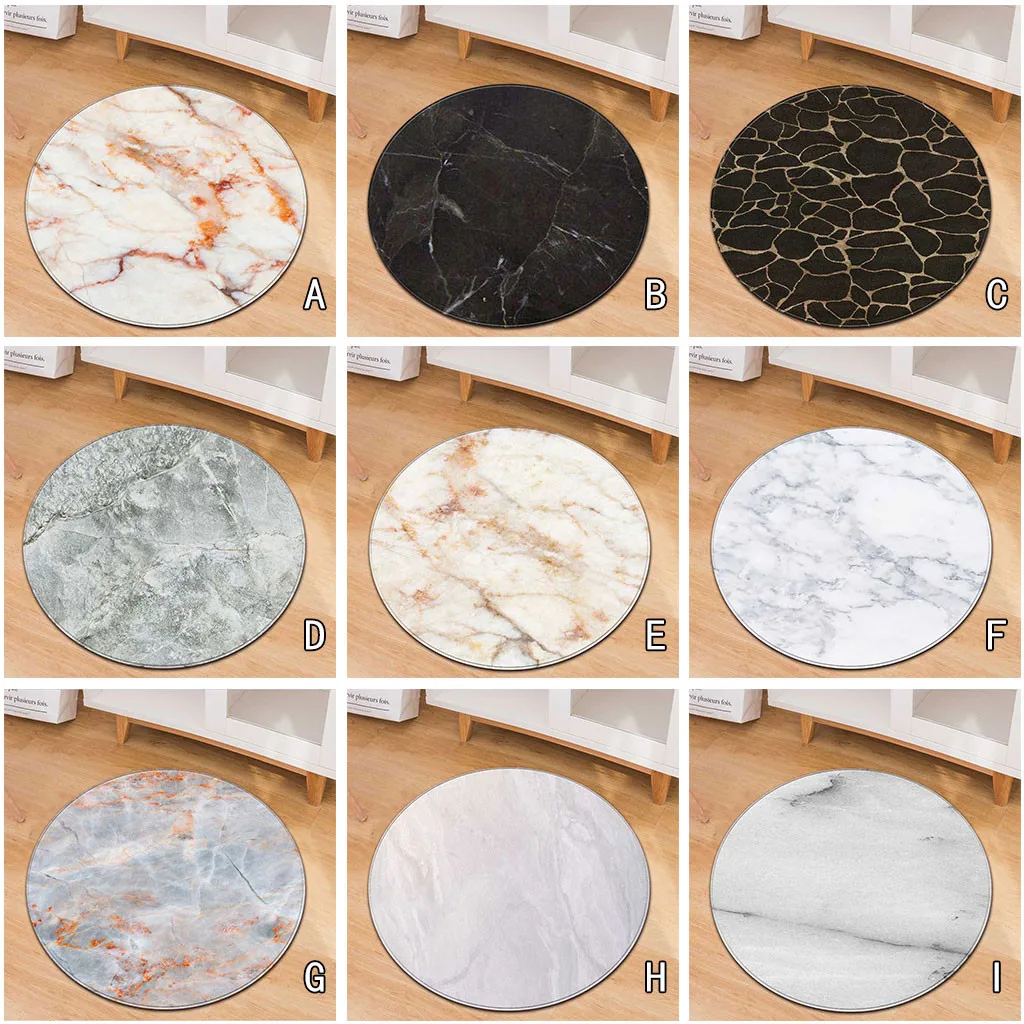 New Fashion Fashion Marble Pattern Round Flannel Bathroom Kitchen Carpet 60cm Bath Mats Kitchen Bathroom Home Decor doormat