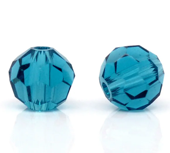 

DoreenBeads Glass Loose Beads Ball Peacock blue Transparent Faceted About 4mm( 1/8") Dia, Hole: Approx 1mm, 15 Pieces 2017 new