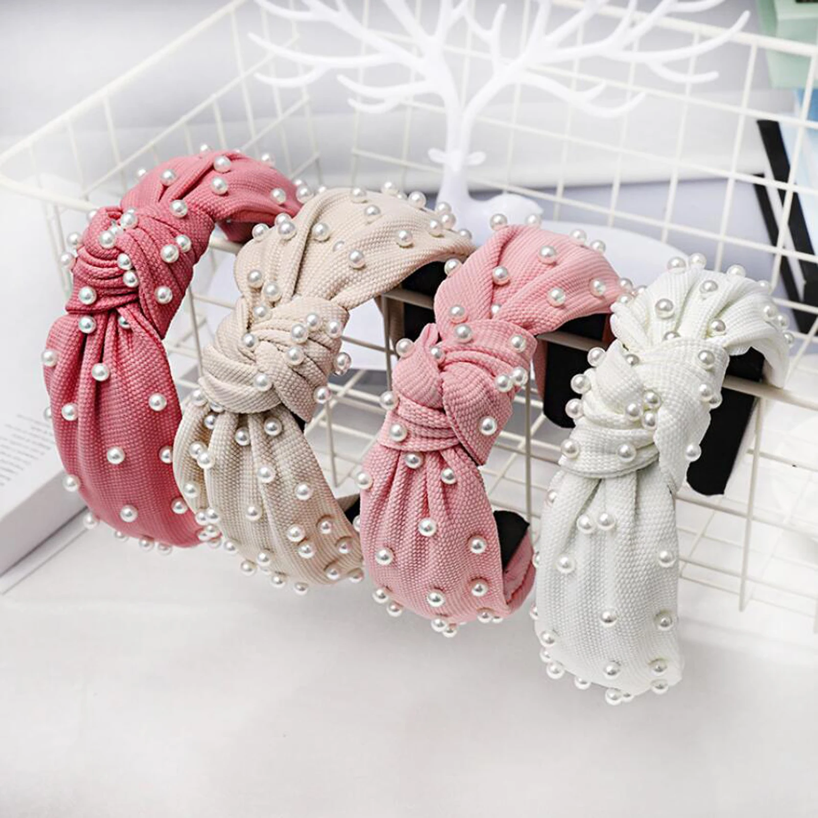 New Fashion Girls Headband Pearls Inlay Solid Hair Band Women High Quality Turban Autumn Headwear Hair Accessories Wholesale bride headband