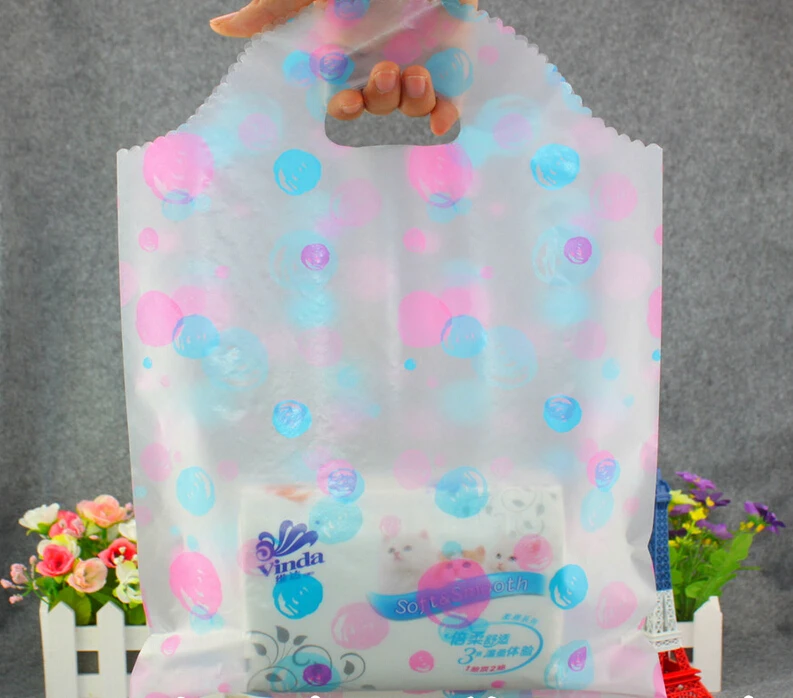 40x52cm Small/Large Plastic Gift Bags White Lace Flowers Boutique Shopping Clothing Packaging ...