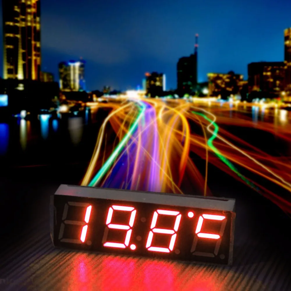 

Digital Car LED Electronic Clock Time Temperature Voltage 3 in 1 Meter 12V 5-20V