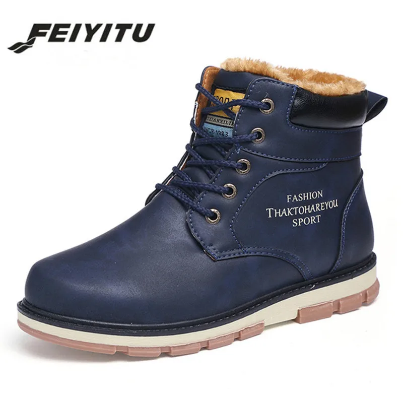 Feiyitu Популярный бренд Новые удерживающие тепло зимние сапоги Для мужчин высокое качество Водонепроницаемый повседневная обувь Рабочая