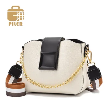 

Luxury Casual PU Bucket Bag Women Handbags Fashion Leather Woman Messenger Bags Summer Women Small Wide Strap Shoulder Bags