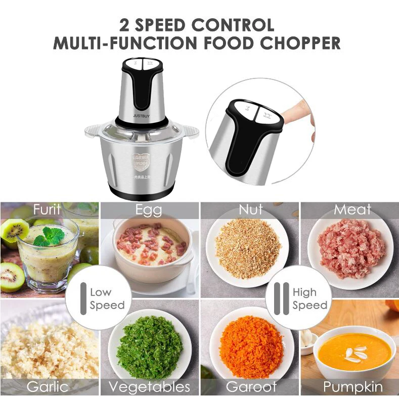 2 Speed 500w Stainless Steel Meat Grinder Chopper Electric Automatic Mincing Machine Household Grinder Food Processor