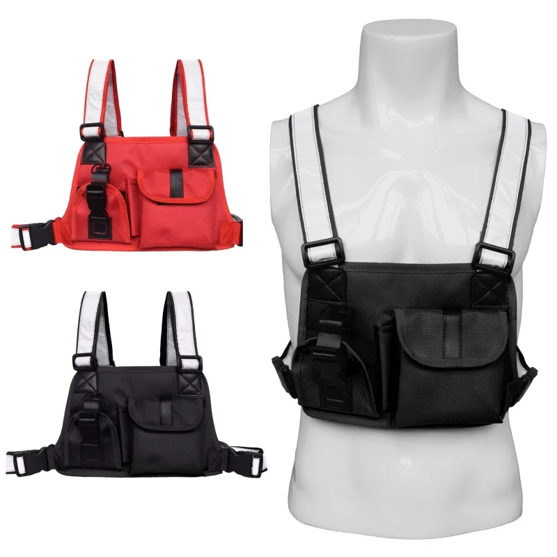 

Tactical Vest Chest Bag Reflective Strap Radio Harness Chest Front Pack Pouch Holster Military Vest Chest Radio Pocket Pack