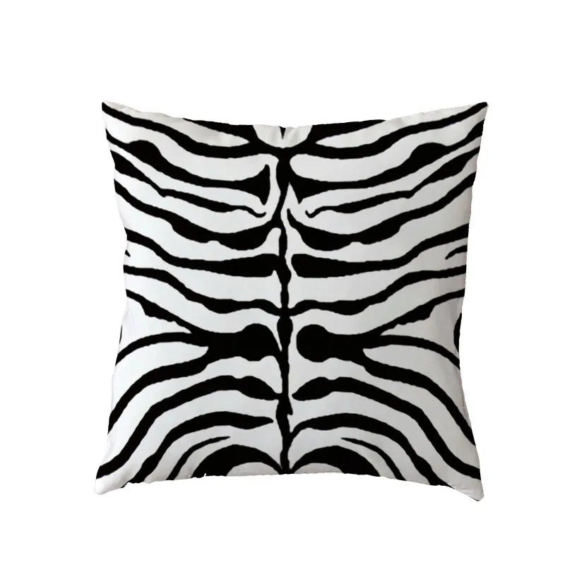 Простой акварельный стиль наволочка для подушки черно-белая зебра в полоску домашний подарок для дивана в спальне Декор полиэстер персиковая кожа наволочки - Цвет: 8