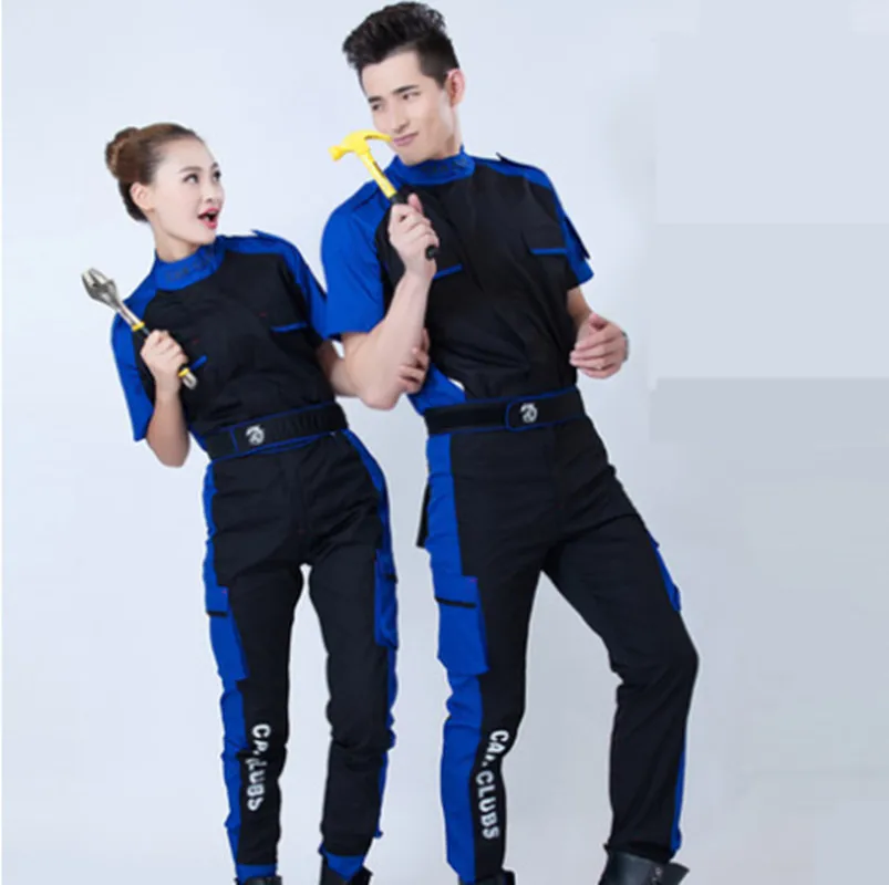 

2018 New arrive Unisex Workwear Set Auto Repair Coat with Pants Protective Clothing Engineering Workshop Uniform 5 kind colors