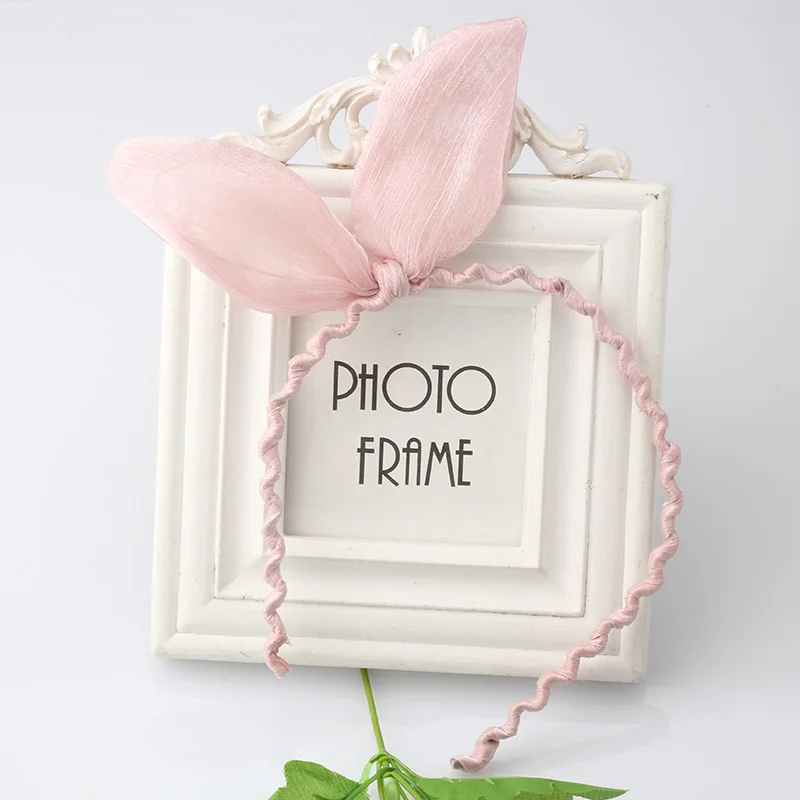 Rabbit Ears Hair Accessories Hairbands Solid Color Wave Bowknot Headbands font b Women b font Lace